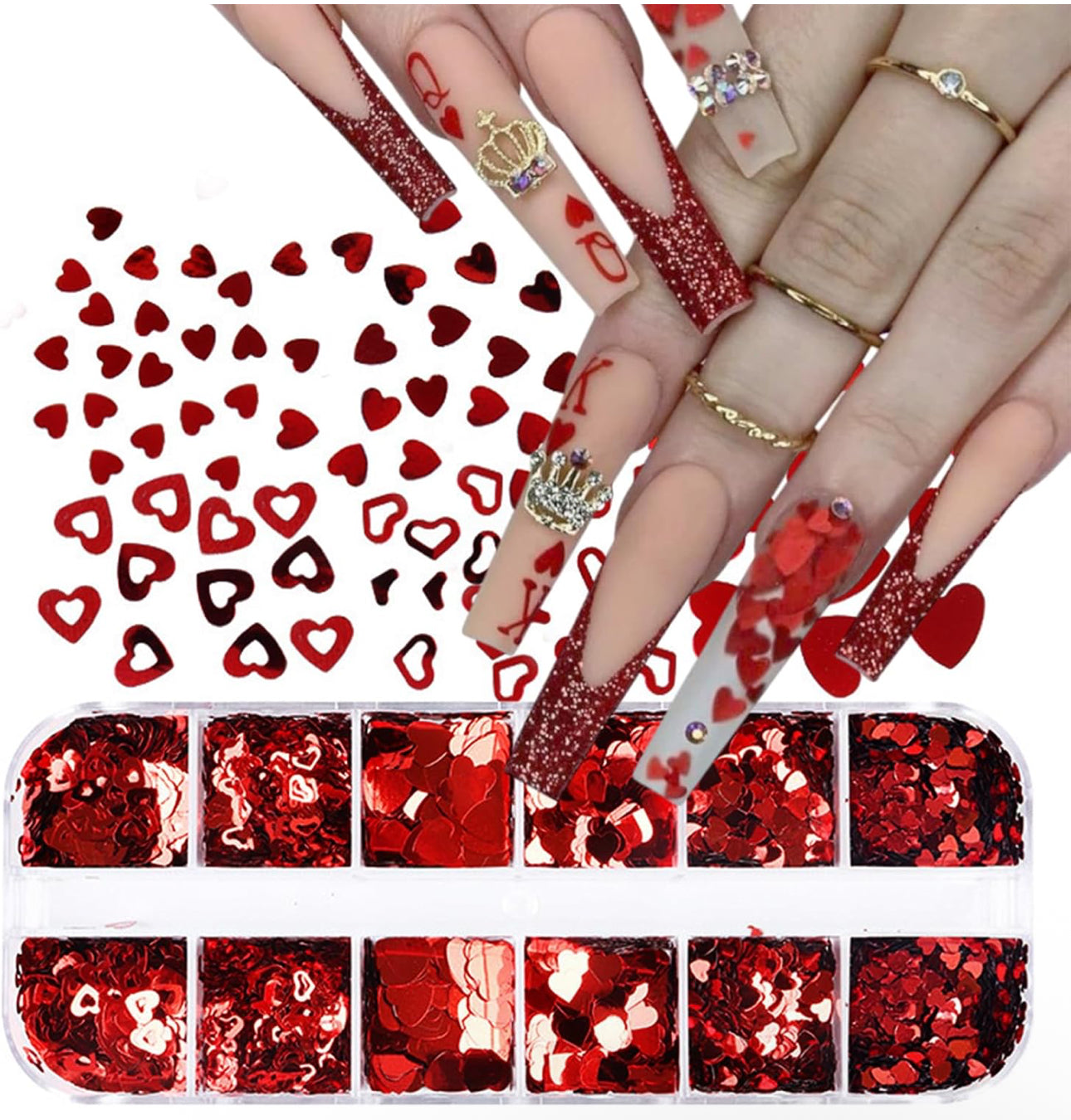 Red Heart Sequin Decals